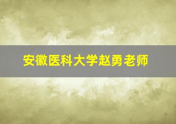 安徽医科大学赵勇老师