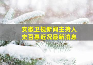 安徽卫视新闻主持人史百惠近况最新消息