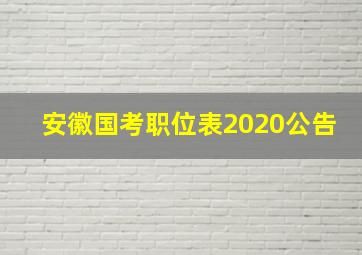 安徽国考职位表2020公告