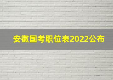 安徽国考职位表2022公布