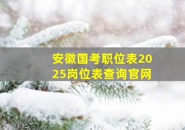 安徽国考职位表2025岗位表查询官网