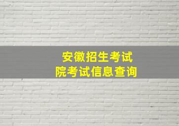 安徽招生考试院考试信息查询