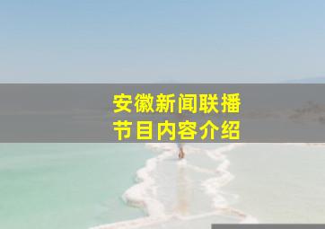 安徽新闻联播节目内容介绍