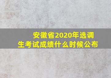 安徽省2020年选调生考试成绩什么时候公布