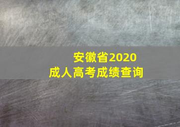 安徽省2020成人高考成绩查询