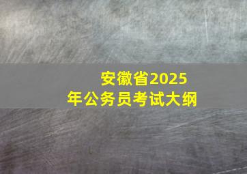 安徽省2025年公务员考试大纲