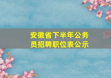 安徽省下半年公务员招聘职位表公示