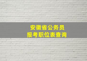 安徽省公务员报考职位表查询