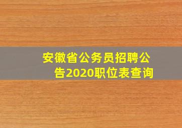 安徽省公务员招聘公告2020职位表查询