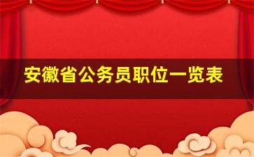 安徽省公务员职位一览表