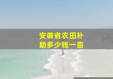 安徽省农田补助多少钱一亩