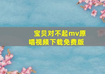 宝贝对不起mv原唱视频下载免费版