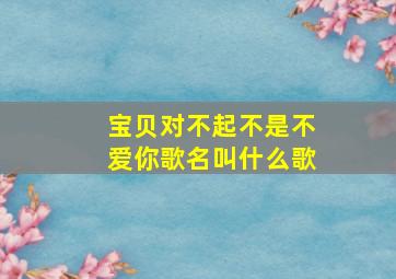 宝贝对不起不是不爱你歌名叫什么歌