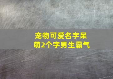 宠物可爱名字呆萌2个字男生霸气