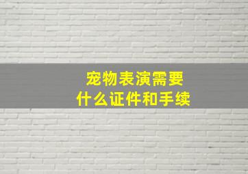 宠物表演需要什么证件和手续