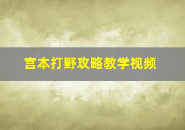 宫本打野攻略教学视频