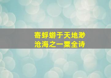 寄蜉蝣于天地渺沧海之一粟全诗