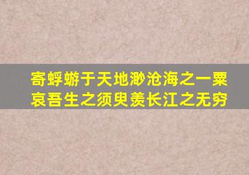 寄蜉蝣于天地渺沧海之一粟哀吾生之须臾羡长江之无穷