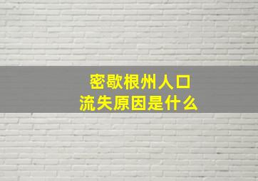 密歇根州人口流失原因是什么