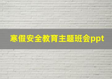 寒假安全教育主题班会ppt