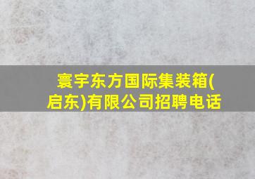 寰宇东方国际集装箱(启东)有限公司招聘电话