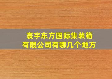 寰宇东方国际集装箱有限公司有哪几个地方