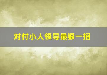 对付小人领导最狠一招