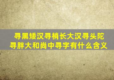 寻黑矮汉寻梢长大汉寻头陀寻胖大和尚中寻字有什么含义