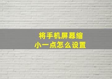 将手机屏幕缩小一点怎么设置