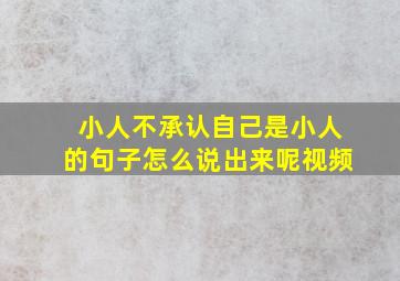 小人不承认自己是小人的句子怎么说出来呢视频