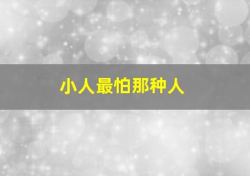 小人最怕那种人