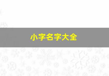 小字名字大全