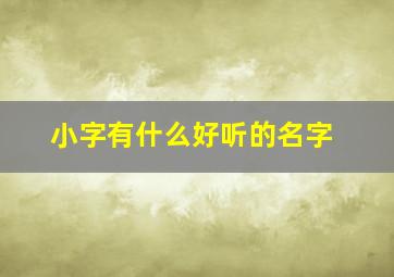 小字有什么好听的名字