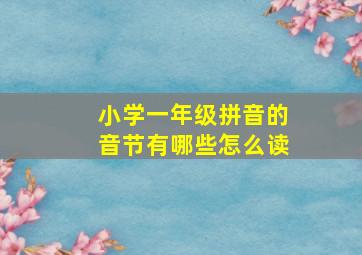 小学一年级拼音的音节有哪些怎么读