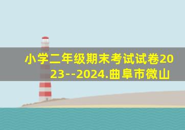 小学二年级期末考试试卷2023--2024.曲阜市微山