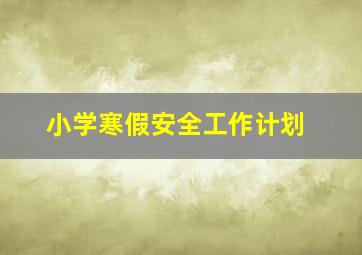 小学寒假安全工作计划