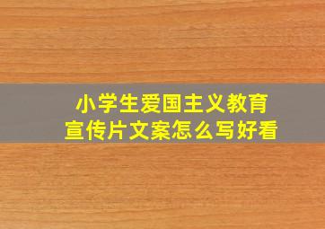 小学生爱国主义教育宣传片文案怎么写好看