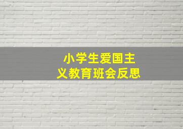 小学生爱国主义教育班会反思