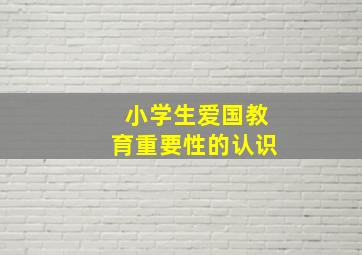 小学生爱国教育重要性的认识