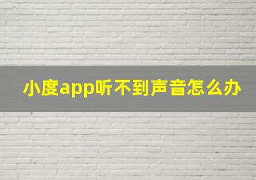 小度app听不到声音怎么办