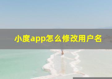 小度app怎么修改用户名