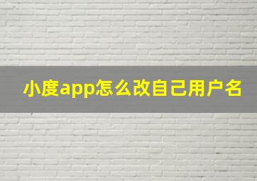 小度app怎么改自己用户名