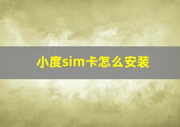 小度sim卡怎么安装