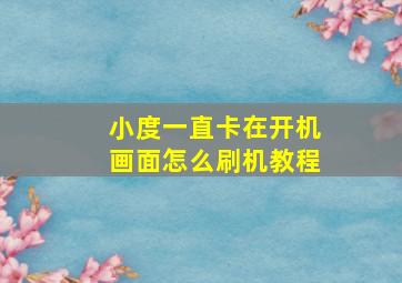 小度一直卡在开机画面怎么刷机教程