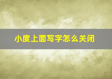 小度上面写字怎么关闭