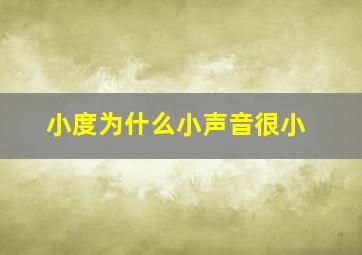 小度为什么小声音很小