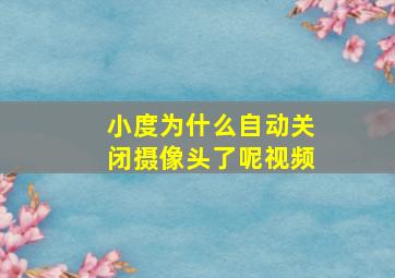 小度为什么自动关闭摄像头了呢视频