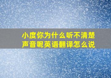 小度你为什么听不清楚声音呢英语翻译怎么说