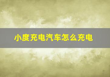 小度充电汽车怎么充电