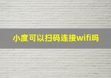 小度可以扫码连接wifi吗